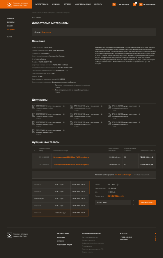 Личный кабинет. Торги